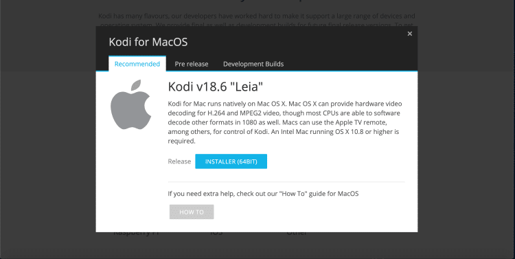 kodi shortcuts for mac os sierra
